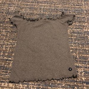 Nwot size medium grey hollister ruffle trim off shoulder crop top